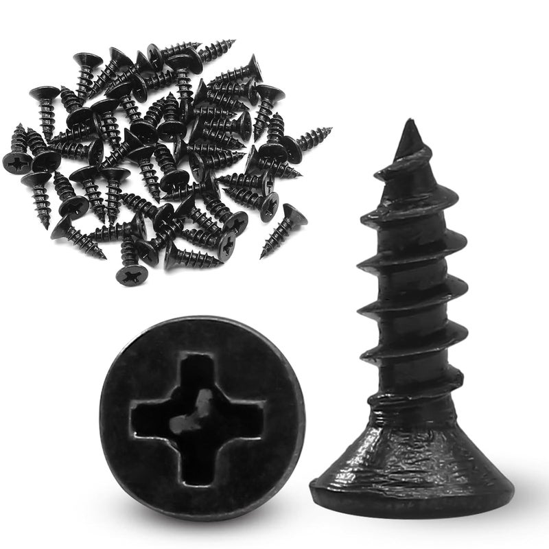 Jersvimc #6 x 1/2" Black Wood Screws - 120Pcs Oxide Coated Flat Head Screws, Carbon Steel 18-8 Black Screws Phillips Head Scrws for Wood Drywall Plastic Metal - Image 1